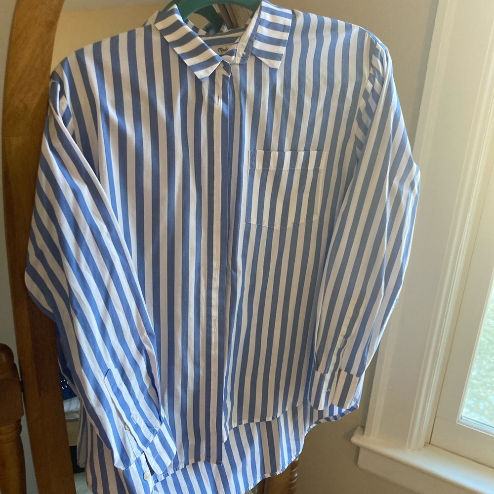 Madewell Blue and White Striped Button Down Shirt
